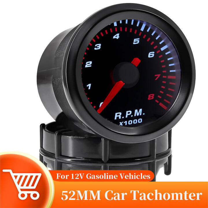 52MM asap Tachometer kereta tolok 8000RPM White Backlight Tacho Meter