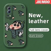 เคส JIUMOO สำหรับ VIVO Y72 5G Y52 5G Y75s 5G เคสการ์ตูนเครยอน Shin-Chan ดีไซน์ใหม่บางนุ่มหนังซิลิกาเคสโทรศัพท์เจลฝาปิดเลนส์เต็มเคสกันกระแทกกล้องกันกระแทก