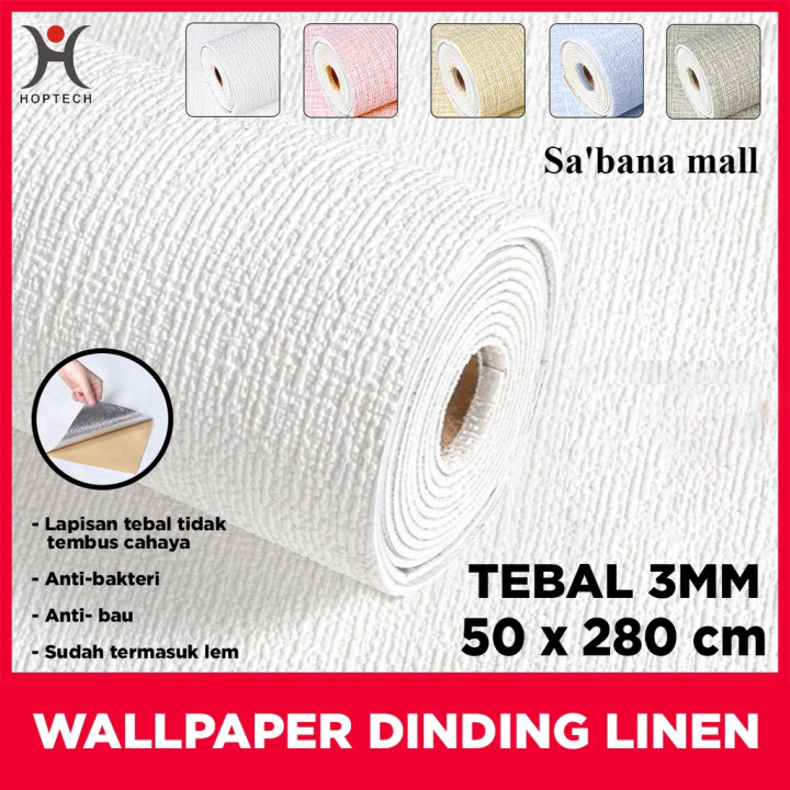 Wallpaper Linen Roll Wallpaper Dinding Dekorasi Kamar Sticker