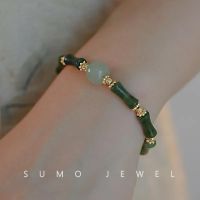 New Chinese Natural Olive and Jade Bamboo Festival Bracelet for Women China-Chic, Fresh and Elegant, Delicate and Versatile Boutique Handwear 9N14