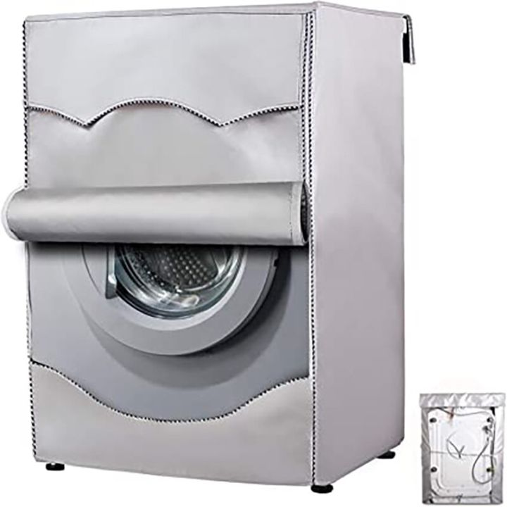 ฝาครอบเครื่องซักผ้าร้อนฝาครอบเครื่องซักผ้าสำหรับเครื่องโหลดด้านหน้ากันน้ำกันฝุ่นหนาขึ้นพร้อมขอบม้วน