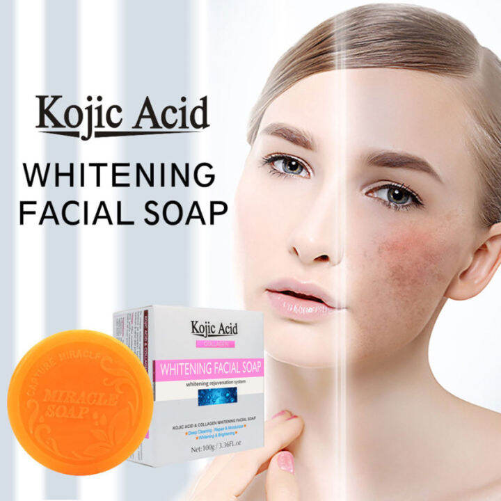 Kojic Acid Collagen Whitening Facial Soap Deep Clean Lightening Dark