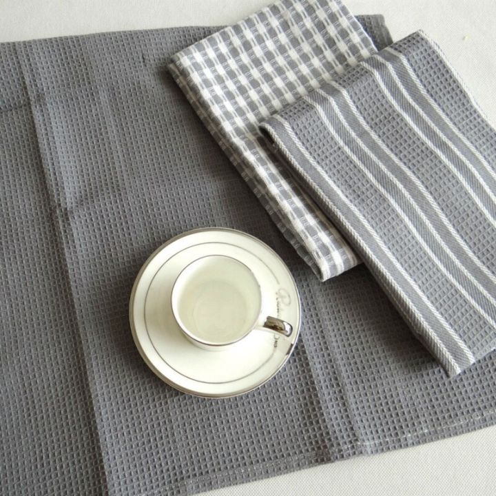 ผ้าเช็ดปากผ้าเช็ดจานคอตตอนธรรมชาติดูดซับและไม่เป็นขุยซักได้3ชิ้น-เซ็ตผ้าเช็ดตัวห้องครัวผ้าเช็ดจานธรรมชาติ