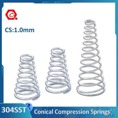 ♟❀✶ 1-10Pcs Tower Springs Conical Cone Compression Spring Taper Pressure Spring 304 Stainless Steel Wire Diameter 1mm