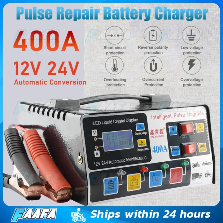 Car Battery Charger 12v24v Universal Intelligent Pure Copper Pulse Automatic Repair Battery 7237