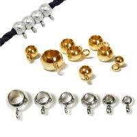 10pcs Stainless Steel Large Hole Bail Beads Pendant Clasp Hanging Connector Leather Rope Cord Accessories for Jewelry Making DIY