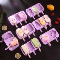 hot【cw】 Silicone Mold Popsicle Siamese Molds with Lid Homemade Cartoon Tools