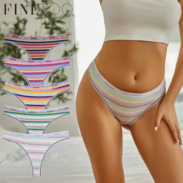 FINETOO Colorful Stripes Panties Women's Cotton