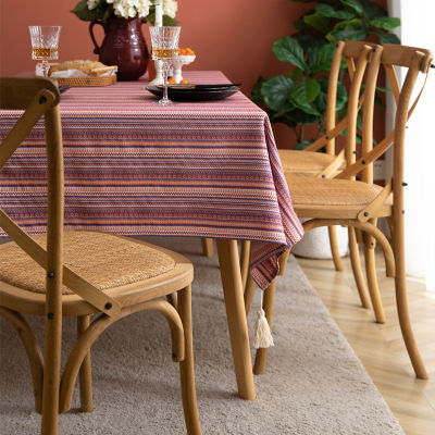 Dihe อเมริกันชนเผ่าพายุ Simia ย้อมฝ้ายโพลีเอสเตอร์ผ้าปูโต๊ะดอกไม้โต๊ะน้ำชาผ้าโต๊ะทานอาหารพู่ขนาดใหญ่