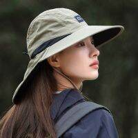 HOT★Topi Bucket มีผ้าคลุมไหล่สำหรับผู้หญิงสำหรับฤดูร้อนหมวกบังแดดตาข่ายระบายได้ดีมีปีกหมวกสำหรับเดินทางออกค่ายเดินป่ากลางแจ้งตกปลาแบบปานามามีฝาปิดที่คอ