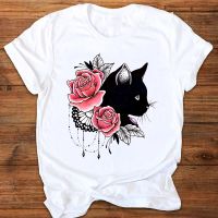 Graphic Cartoon Cat Animal Flower Printing 90S Style Print Clothes Tees T Shirt Gildan Spot 100% Cotton