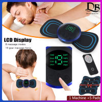 Dearbeauty EMS Mini แบบพกพาไฟฟ้า PULSE Neck Massager 8 โหมด Meridian Cervical Shoulder Muscle Stimulator Pain Relief 5 แผ่นสติกเกอร์