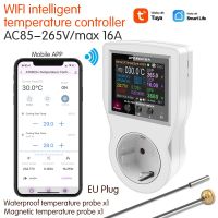 16A Tuya WIFI Digital Thermostat Outlet Incubator Temperature Controller Outlet With Timer Switch Sensor Probe Heating Cooling Power Points  Switches