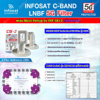 infosat LNB C-Band 5G 2จุด รุ่น CG-2 + INFOSAT Multi Switch รุ่น INF-3X12 มัลติสวิทซ์ (เข้า3ออก12)