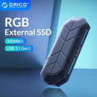 ORICO RGB ภายนอก SSD ฮาร์ดดิสก์ภายนอก256GB 256GB SSD USB 3.1 Gen2 Type-C M.2 NVMe Solid State Drive(RV500)