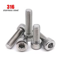 1/5/10pcs M3 M4 M5 M6 M8 M10 M12 DIN912 316 A4-70 Stainless Steel Allen Hexagon Hex Socket Head Cap Screw Bolt length=6-150mm Nails Screws Fasteners