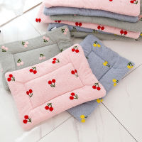 Cute Print Pad Square Warm Soft Cat Cushion Litter Round Pink Fleece Dog Bed Puppy Sleeping Mat Small Dog Kennel Supplie