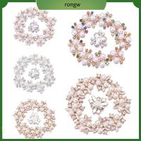 RONGW 10PCS ตัดเย็บเสื้อผ้า เครื่องประดับหมวก รูปดอกไม้ กระดุมมุก กิ๊บติดผมไข่มุก ปุ่ม Rhinestone คลิปหนีบหมวก