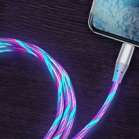 [Hot K] ไฟ LED เรืองแสงไหลได้เครื่องชาร์จ USB Type C สายสำหรับซัมซุง S9สำหรับ Huawei Honor Note 10 Xiaomi Mi8สายเคเบิลสูงสุด3หัวชาร์จเอชทีซี