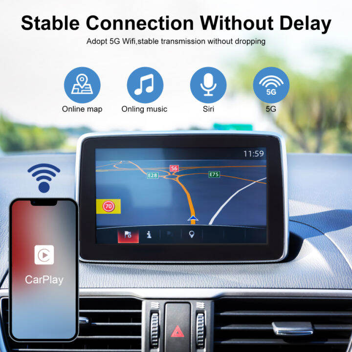 ตัวรับสัญญาณ-wifi-2023-carplay-สำหรับ-iphone-สายเชื่อมอุปกรณ์ใช้ในรถสำหรับ-oem-รถยนต์-carplay-แบบมีสายแปลงเป็น-carplay-ไร้สายรองรับการอัปเดตออนไลน์แบบปลั๊กแอนด์เพลย์ใช้งานง่ายใช้ได้กับสำหรับรถยนต์2015