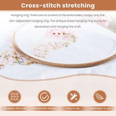 3 Pieces 10 inch 26cm Embroidery Ring Cross Stitch No Slip Hoops Set Imitated Wood Display Frame Circle Embroidery Kits