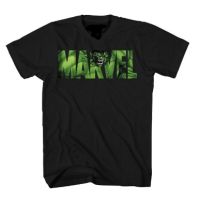 Marvel Logo Super Hero Angry Green Adult Mens Graphic T-Shirt