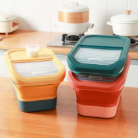 Foldable Kitchen Food Storage Container Large Capacity Rice BucketBulk Cereals Jars with Lid Cabinet Organizer Accessories