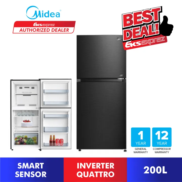 Midea 2 Door Inverter Quattro Fridge / Refrigerator (200L) MDRT268MTB28 ...