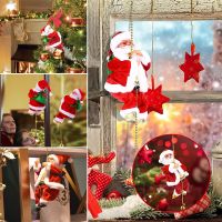 【CW】 Santa Claus Climbing On Rope Decoration Electric Automatic Plush Dolls Toys for Home Wall Windows Hanging Ornament 2022 New Year