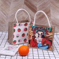 Jute Canvas Tote Bag Waterproof Linen Bag Lunch Box Hand Bag Travel Fashion Out Shopping Bag Large Capacity Handbags Women Bags