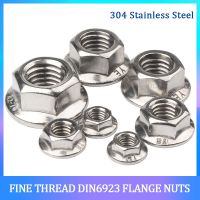 5 10pcs 304 Stainless Steel Hexagon Flange Nut Fine thread M8 M10 M12 DIN6923 Locking Serrated Flange Nuts