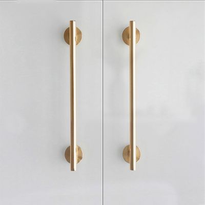 Polished Gold Solid Brass Knob 5 -16 T Bar Handles Longer Drawer Pulls Pure copper Kitchen Cabinet Handles Furniture Hardware