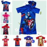 Summer Baby Boy Girl One Piece Swimsuit Hats 2 Pcs Set Swimwear Cartoon Spiderman Captain America Elsa Kids Sport Baby Beachwear