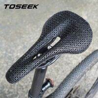 TOSEEK คาร์บอนไฟเบอร์อานจักรยานพิมพ์ลาย3D น้ำหนักเบาชิ้นส่วนเบาะรถจักรยานจักรยานระบายอากาศกลวง Bantal Kursi Mtb/ จักรยานเสือหมอบ