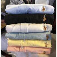 poloคละสีแขนยาวเนื้อผ้าเป็นเนื้อoxford 9124