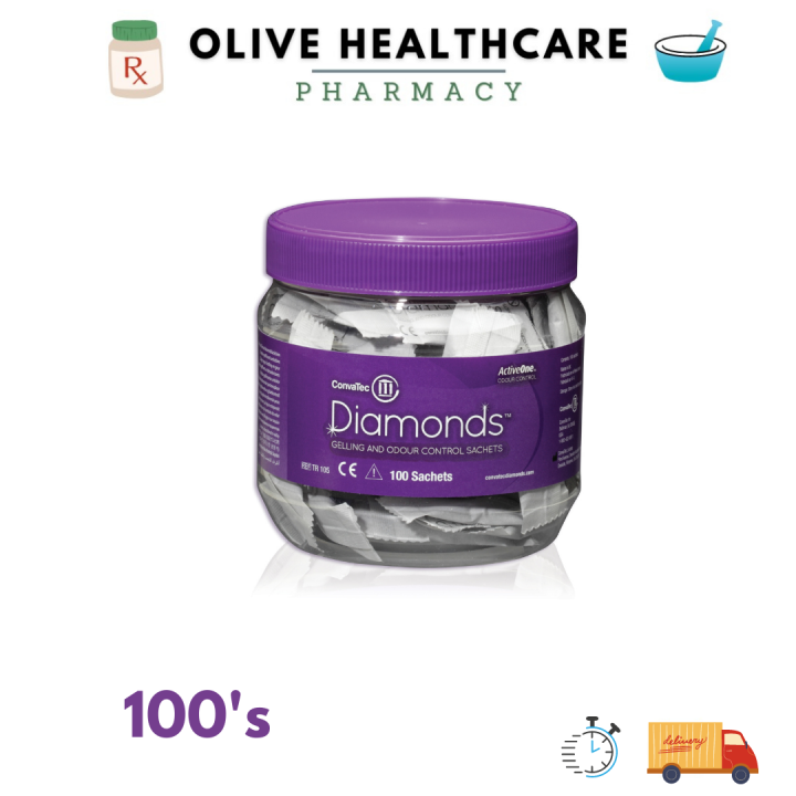 ConvaTec Diamonds Gelling & Odour Control Sachets For Stoma Bag 100's Lazada