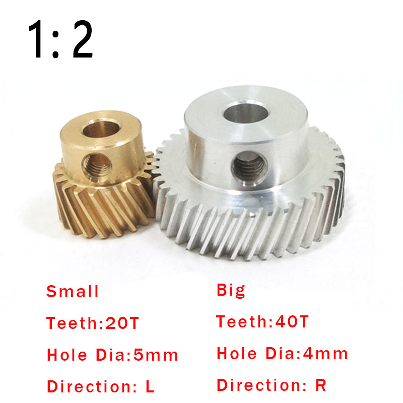 0.5M-20T Metal Umbrella Tooth Bevel Gear Helical Motor Gear 20 Tooth 4mm Bore 