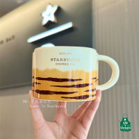 Starbuck Cup 2022ของขวัญปีใหม่น่ารักน่ารัก Tiger Palm Shape แก้วเซรามิคเดสก์ท็อปถ้วยกาแฟ