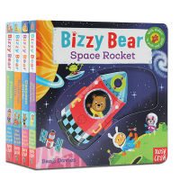 English original genuine bizzy bear is busy Exploring Series 4 volumes of busy bear fun puzzle mechanism operation book picture book childrens Enlightenment cognitive paperboard book