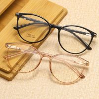 {Paopao glasses}กรอบแก้วกลมแว่นตาผู้ชายผู้หญิงกรอบเกี่ยวกับสายตาสั้นย้อนยุคโลหะเลนส์ใสแว่นตาสีดำทอง8123