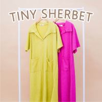 ?NEW?เดรสยาวผ้าอัดยับ คอปก แฟชั่นเกาหลีสวยชิคๆ พรางหุ่นสาวอวบ Tinysherbet