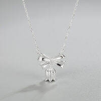 ประเทศเกาหลีใต้ ins คนส่วนน้อยหรูหราเบาๆ s925 สร้อยคอโบว์เงินสเตอร์ลิงดอกลิลลี่สร้อยคอจี้ห้อยกระดูกไหปลาร้าแฟชั่นผู้หญิง ~