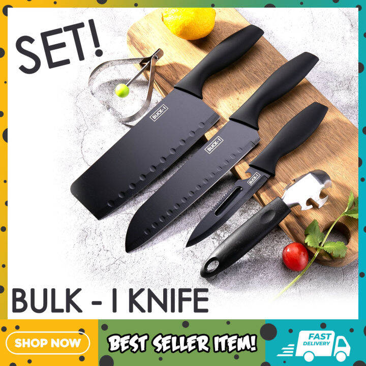 ORIGINAL BEST BLACK BUCKI COMPLETE KNIFE SET (5 PCS/SET) STAINLESS