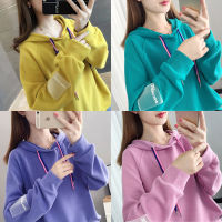 Ann.Fashion เสื้อกันหนาวแขนยาวสีพื้น มีฮู้ด แต่งแขน เชือกสองเส้นน่ารักๆ แฟชั่นผู้หญิงผู้ชายใส่ได้ เนื้อผ้าดีไม่ร้อน มีหลายสีให้เลือก #337