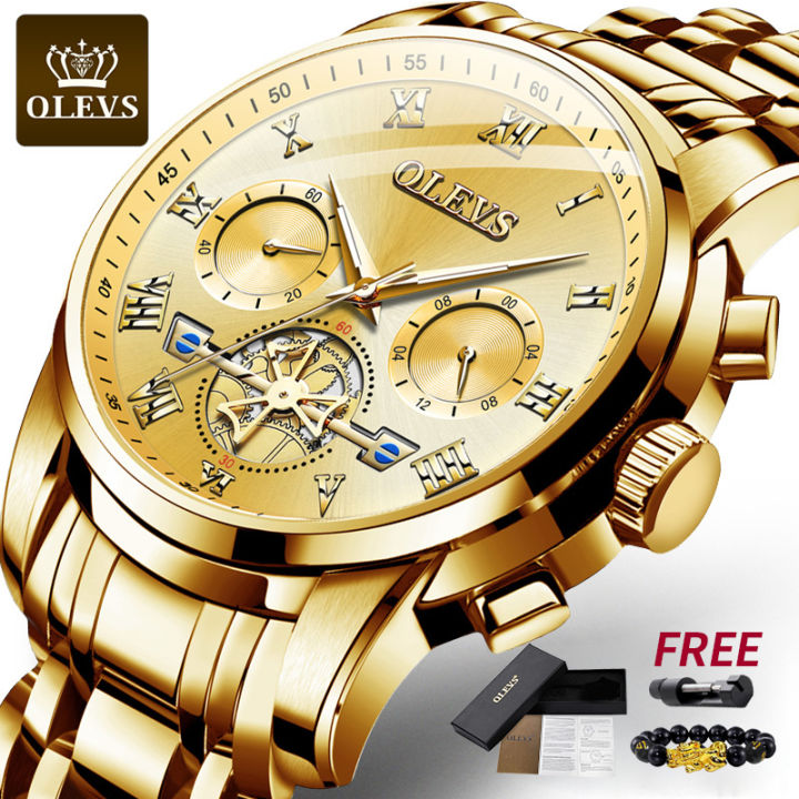 ซื้อ1แถม3-olevsควอตซ์นาฬิกาgshockสำหรับชายขาย2021แฟชั่นกันน้ำสแตนเลสสำหรับธุรกิจmulti-functionนาฬิกาโครโนกราฟ