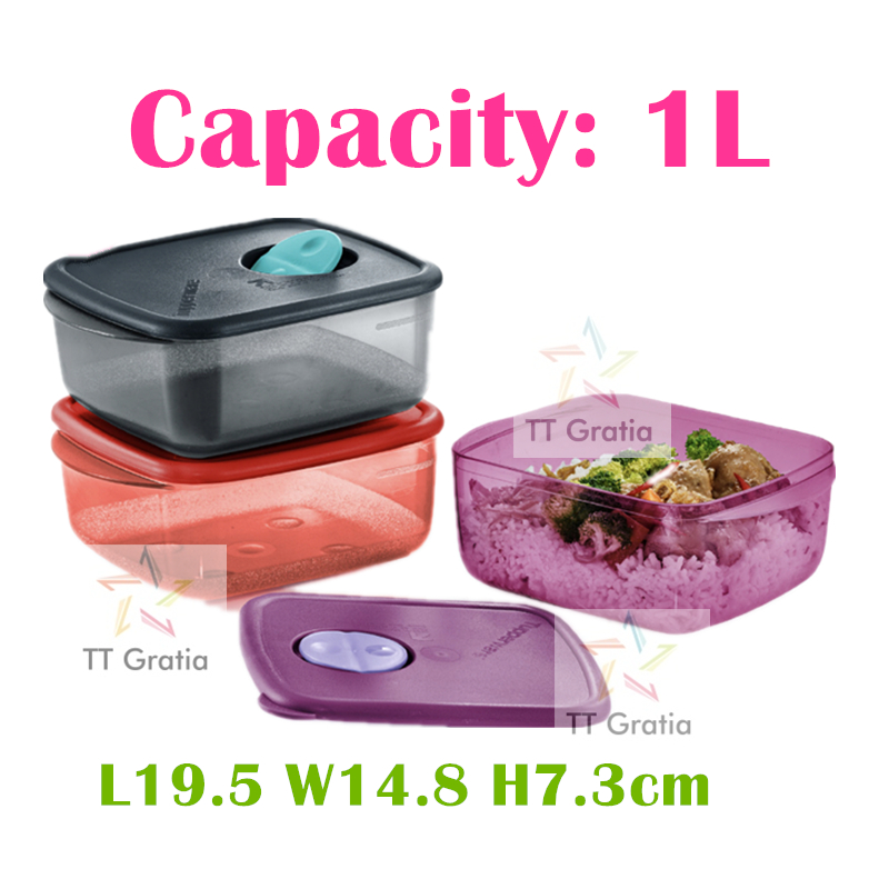 1 L Tupperware Vent N Serve Square Microwave Container 