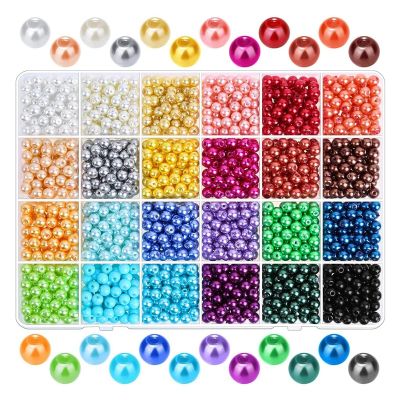1680Pcs 6mm 24 Colors Round Pearls Beads with Holes for Jewelry Making Loose Spacer Beads for DIY Crafts Jewelry Making