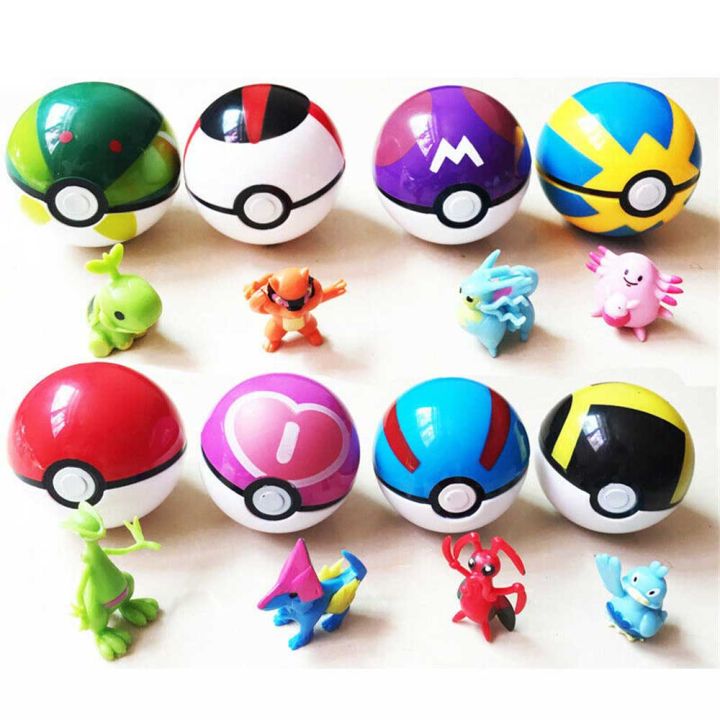 12pcs-pokemon-pikachuชุดลูกบอลpokeballตัวเลขkids-toysของขวัญเด็ก