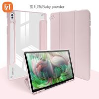 Casing Tablet สำหรับซัมซุงกาแล็กซีแท็บ S9บวก12.4นิ้ว (2023) อะคริลิค TPU ฝาครอบป้องกันการตกโปร่งใสขาตั้งพับสามทบพร้อมช่องเสียบปากกา