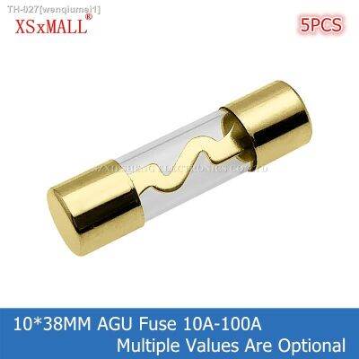 ❂✟ 5PCS 10x38MM Gold Plated Glass AGU Fuse Fuses Pack Car Audio Amp Amplifier 10A 15A 20A 25A 30A 40A 50A 60A 70A 80A 100A Car Fuse